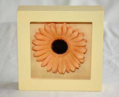 Wooden Framed Gerbera-Daisy Wall Art Yellow with Orange Flower 286157 Yellow
