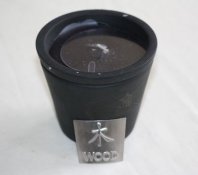 Vanilla Scented Elements Candle in Black Jar CH0267 Wood