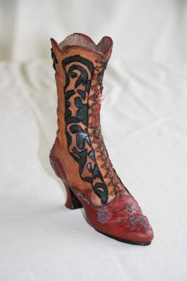 Creative Gifts Boots of Distinction Trinket Holder-Ornament Orange-Red D6577 E