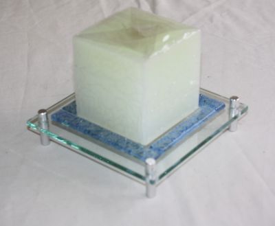 House of Valentina Square Candle on Glass Plate C222