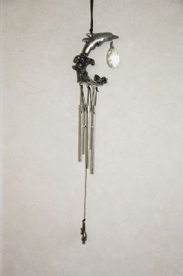 Pewter Dolphin Pair Wind Chime 535-029