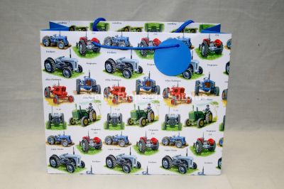 Large Tractor Design Gift Bag with Rope Handles & Gift Tag