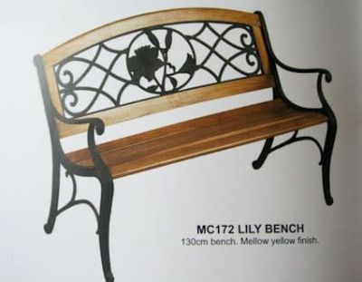 Lily Cast Iron and Wood Garden Bench MCI-154 Collection Only