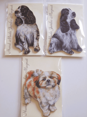 Hand Made Wooden Jumbo Magnet, English Spaniel, Spaniel or Shih Tzu
