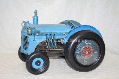 Tin Plate Vintage Tractor Clock With Twin Clocks Battery Operated